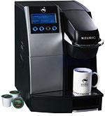 [Keurig B3000. The machine is meant for large offices. Features incude a large screen that provides user instructions and four brew sizes.]
